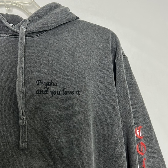 LLIA COLLECTION Psycho and you love it grey hooded sweatshirt small adult - Picture 4 of 10